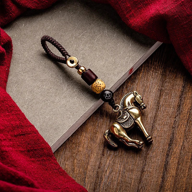 CowLost | product_id-brass-chinese-zodiac-horse-pendant-braided-key-chain-lucky-money-gift |3