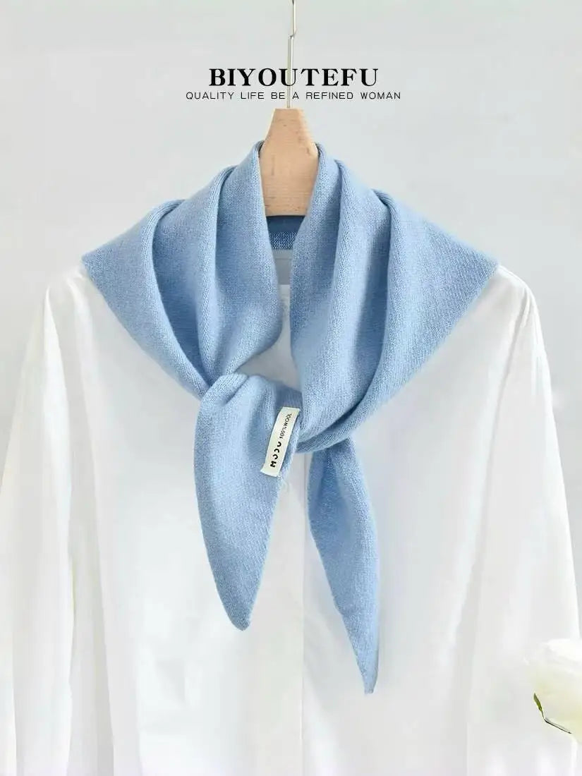 CowLost | australian-wool-knitted-triangle-scarf-shawl-womens-autumn-winter-warm-neck-protection-scarf |29