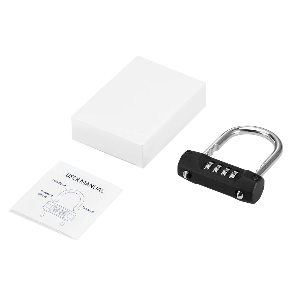 Combination 4-Digit Resettable Waterproof Padlock with Adjustable Shackle for Gym Luggage