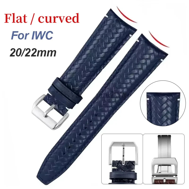 CowLost | 20mm-22mm-curved-end-woven-leather-wristband-for-iwc-pilot-genuine-cowhide-watchband-for-omega-high-quality-flat-end-bracelet |1