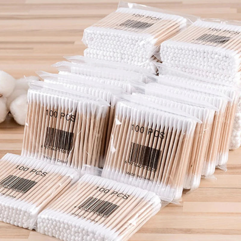 CowLost | 500pcs-double-head-wood-cotton-swab-nose-ears-cleaning |4