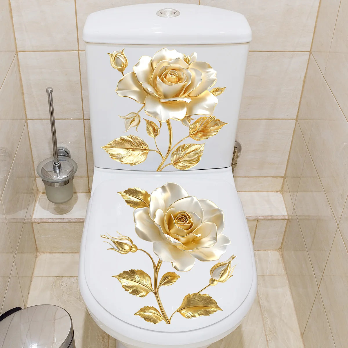 CowLost | beautiful-golden-flower-toilet-sticker-bathroom-toilet-cover-decorative |8