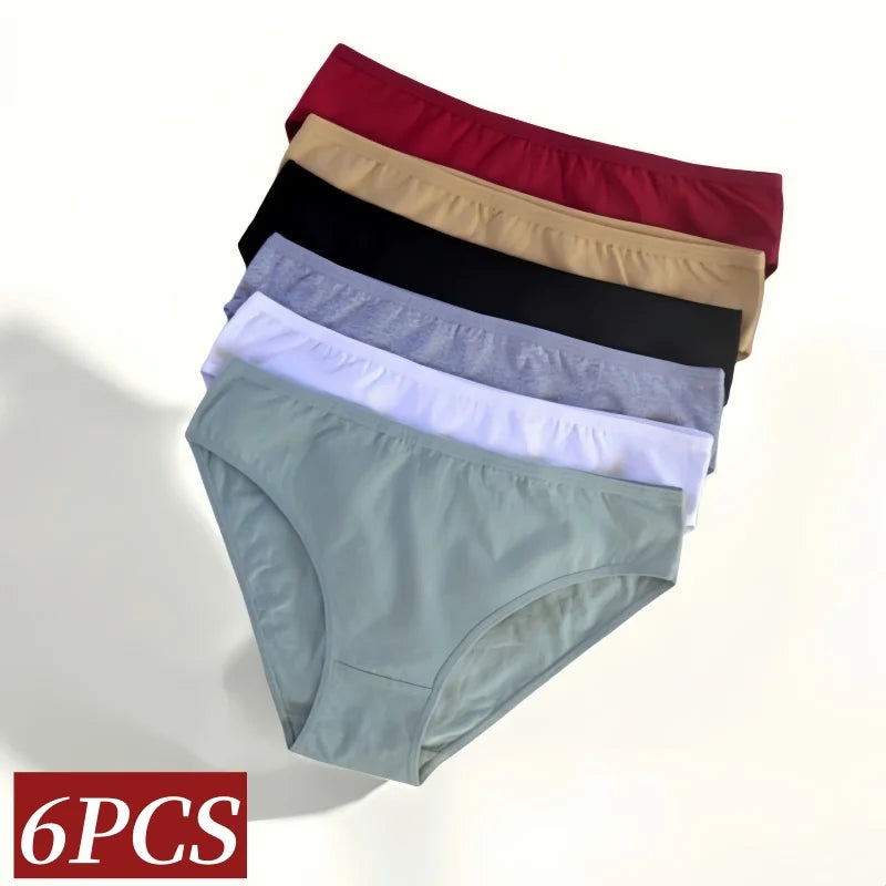 CowLost | product_id-6pcs-women-seamless-cotton-briefs-m-xl-solid-color-comfortable-panties |2