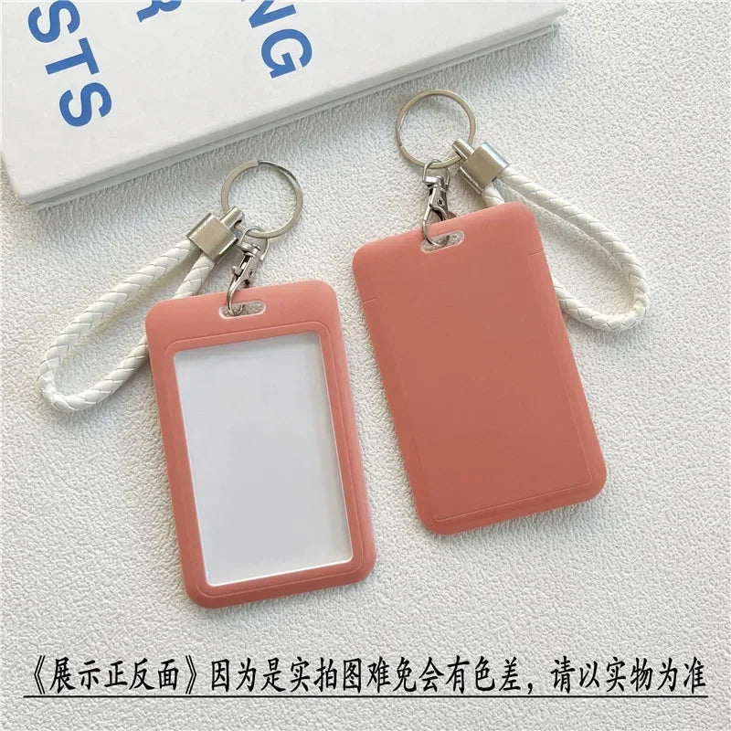 1Pc Solid Color Student Bus ID Card Protective Cover