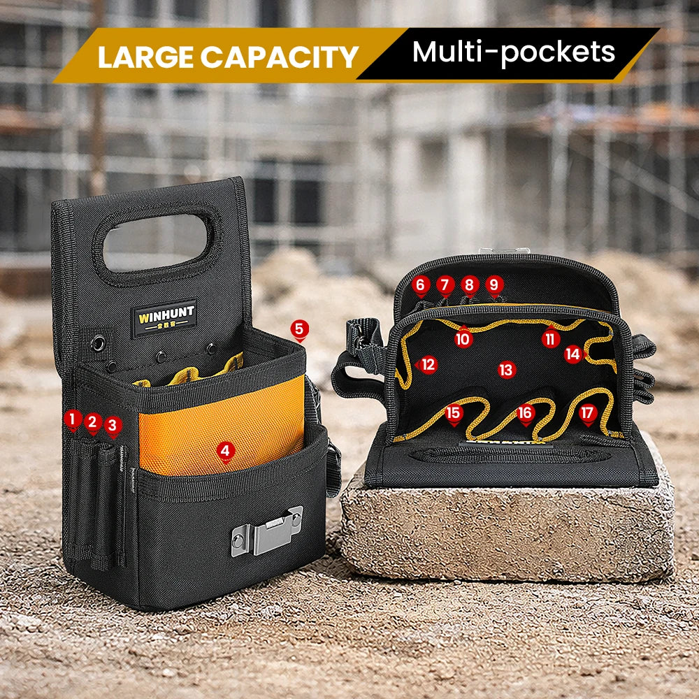 CowLost | product_id-multi-pocket-tool-belt-pouch-with-adjustable-strap-durable-electrician-drill-holster-portable-carpenter-organizer |5