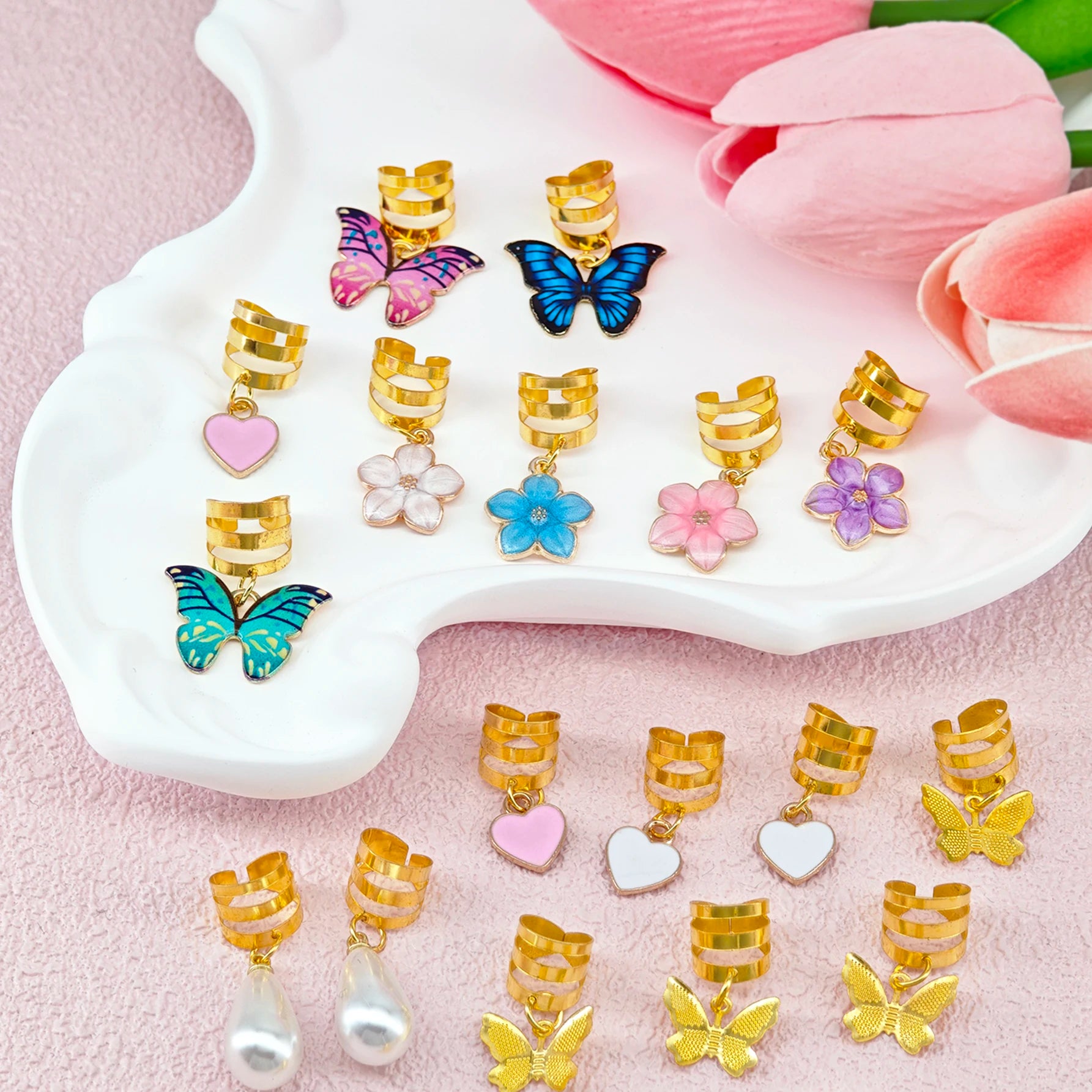 CowLost | 20pcs-butterfly-braid-clips-crystal-dreadlock-hair-accessories |3
