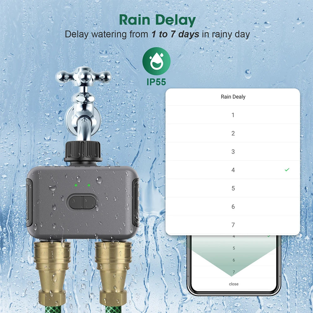 Tuya Smart Dual Water Timer Bluetooth Zigbee Outdoor Garden Irrigation Controller