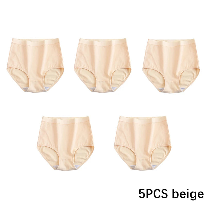 CowLost | product_id-fallsweet-5pcs-women-s-plus-size-cotton-seamless-solid-briefs |11
