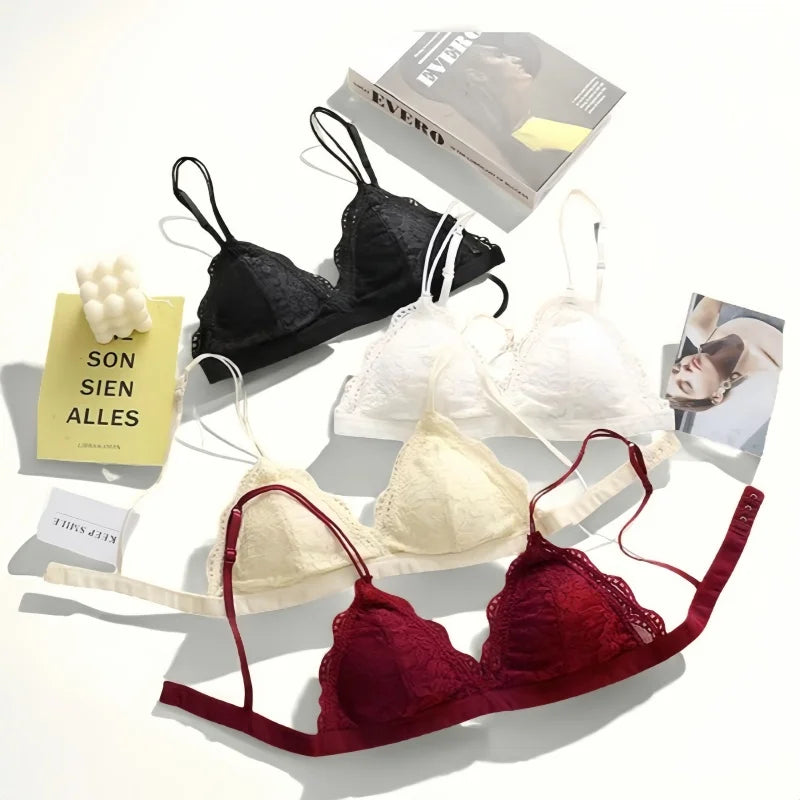 CowLost | lace-bralettes-women-push-up-bra-non-wire-padded-1-3-cup-solid-color-bra-feamle-sexy-lingerie-comfy-lace-underwear-intimates |1