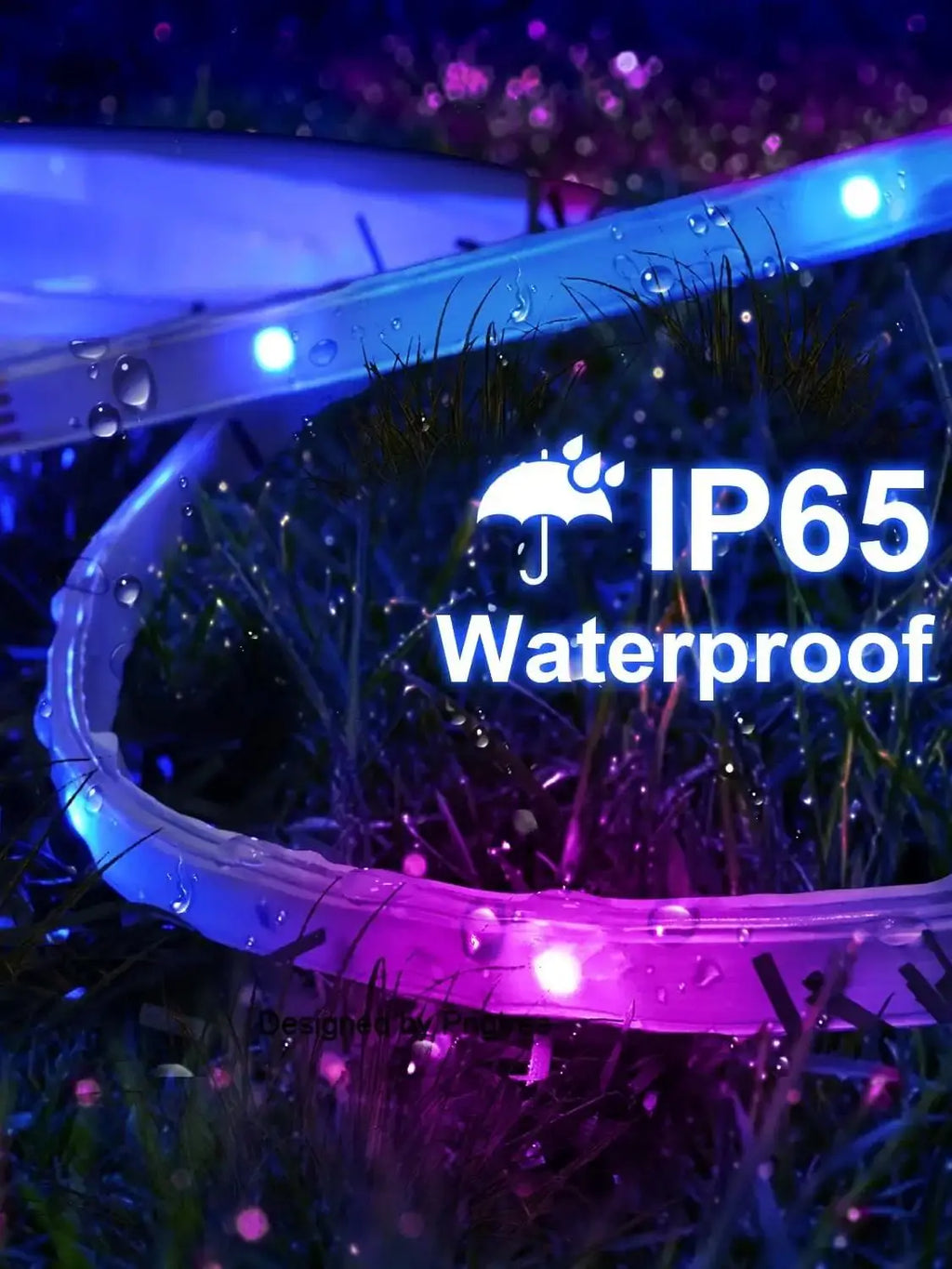 30M/20M RGB 5050 LED Strip IP65 Waterproof Silicone Tape with APP & 44-Key Remote, Music Sync, Color Change for Pool & Balcony