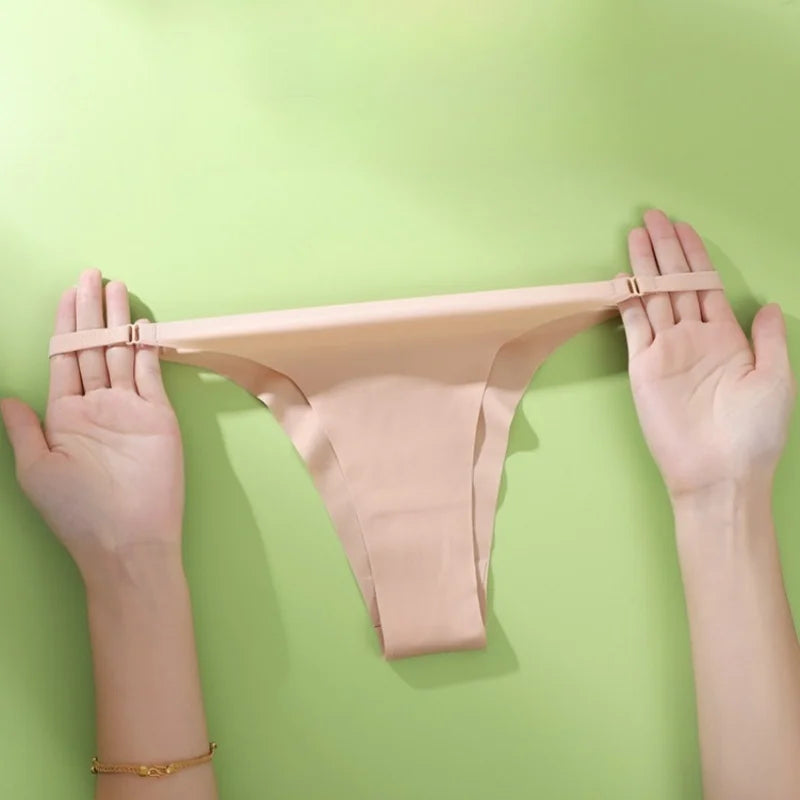 CowLost | product_id-4pcs-women-s-seamless-low-rise-ice-silk-brazilian-briefs-with-side-buckle-s-xl |5