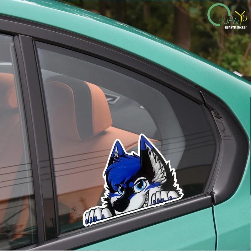 CowLost | peering-at-wolf-head-creative-stickers-vinyl-pvc |6