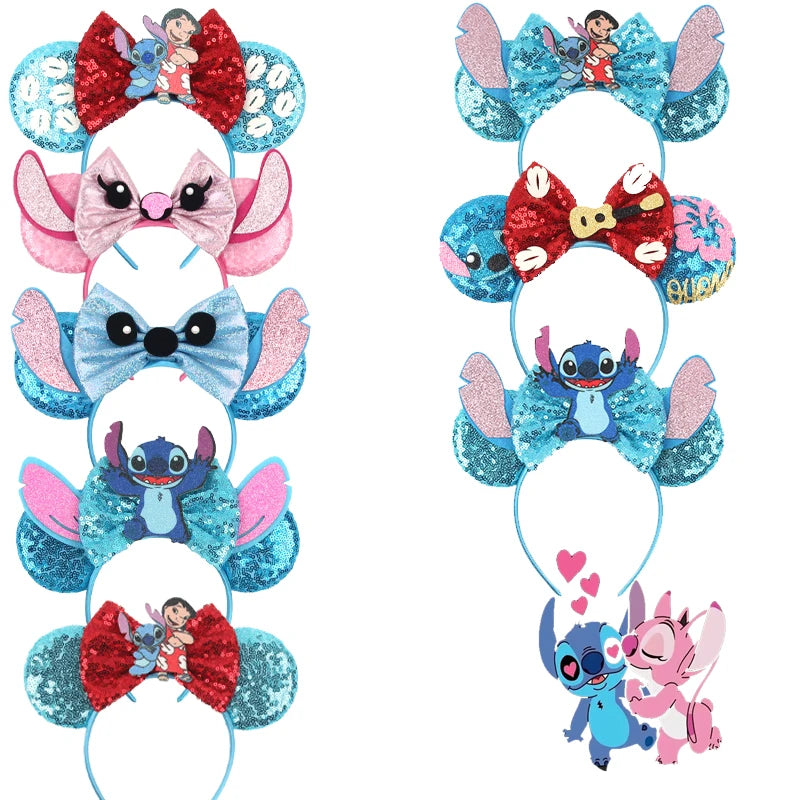 CowLost | cartoon-lilo-stitch-head-band-girls-sequins-bow-hairband |1