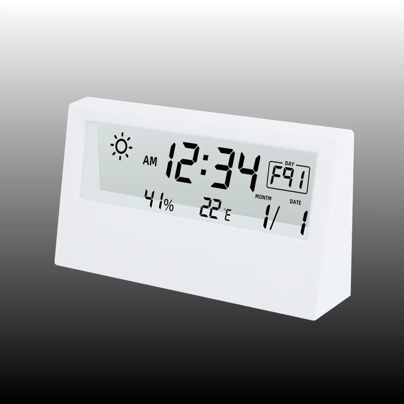 JUANJUAN LED Temperature Humidity Meter Thermo-Hygrometer Weather Station with Alarm Clock for Home