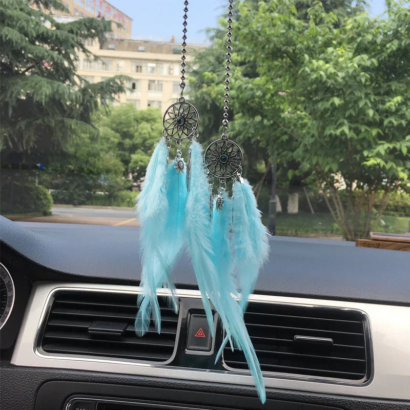 CowLost | product_id-mini-dream-catcher-car-pendant-wind-chime-feather-decoration-handmade-gift |6