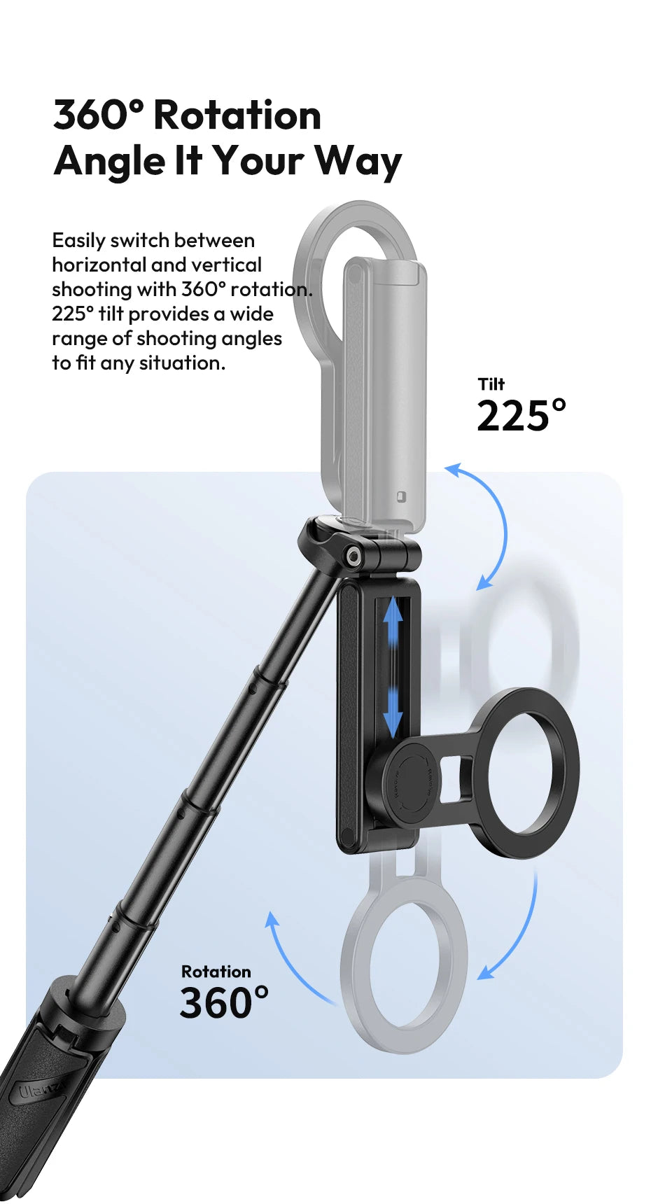CowLost | ulanzi-jj03-magnetic-phone-tripod-wireless-phone-grip-selfie-stick-desktop-tripod-for-iphone-16-15-14-13-pro-pro-max |12