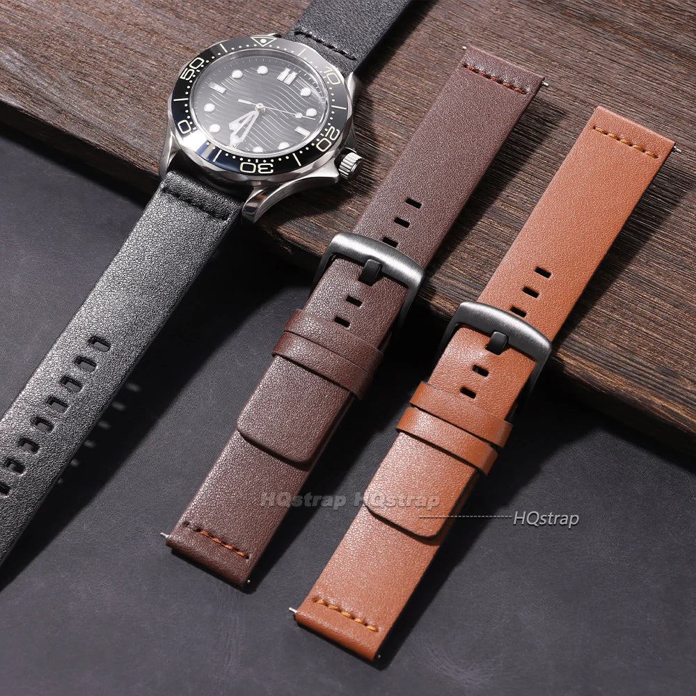 18mm-24mm Leather Watch Band for Samsung Galaxy Watch 7 6 5 4 & Gear S3 with Quick Release