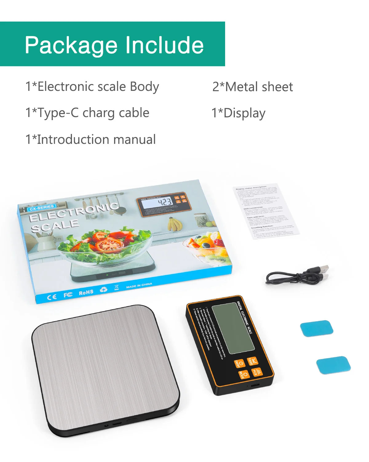 15KG Wireless Magnetic Digital Kitchen Scale with Remote LCD Display for Baking and Cooking