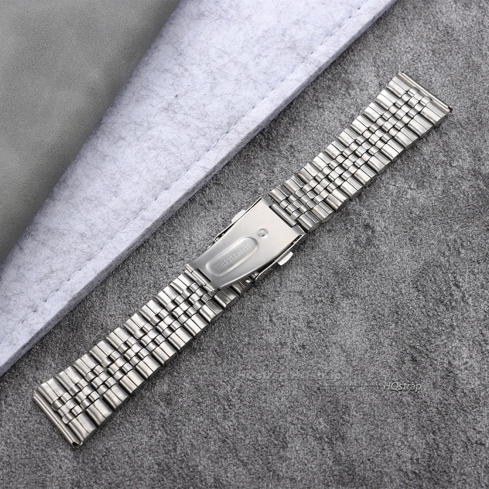 Universal Stainless Steel Jubilee Strap 18mm-22mm Folding Buckle Watchband for Seiko Unisex