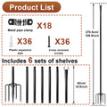 6/4/2 PCS Adjustable Metal String Light Poles with Forks for Outdoor Rustproof Use
