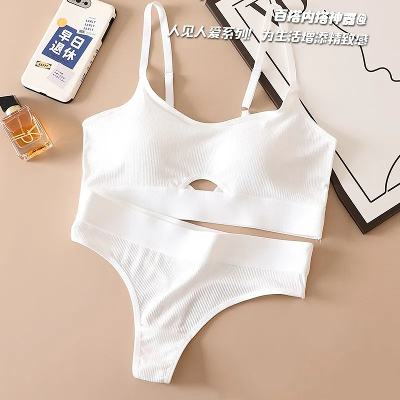 CowLost | product_id-women-s-cotton-push-up-bra-seamless-low-rise-thong-set-with-u-back-padded-support |9