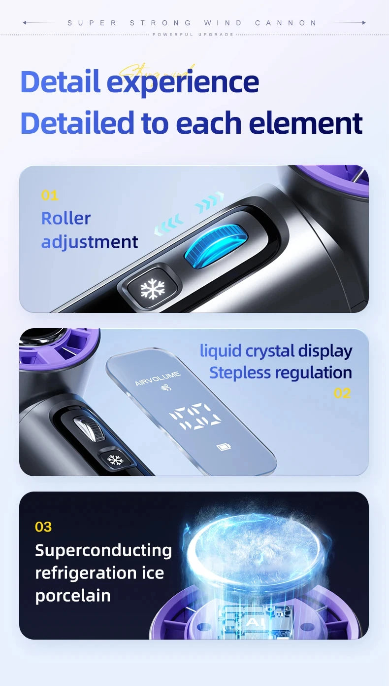 CowLost | homefish-new-semiconductor-refrigeration-high-speed-handheld-electric-fan-4000mah-usb-portable-rechargeable-outdoor-small-fan-1 |18