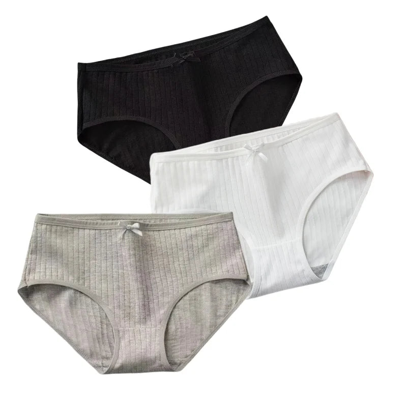 CowLost | product_id-3pcs-women-low-waist-solid-briefs-breathable-cotton-panties |27
