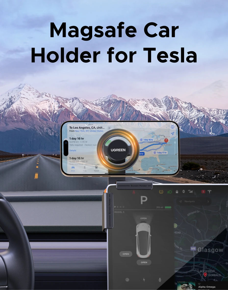 CowLost | ugreen-magnetic-phone-holder-for-tesla-car-touchscreen-triangular-structure |7