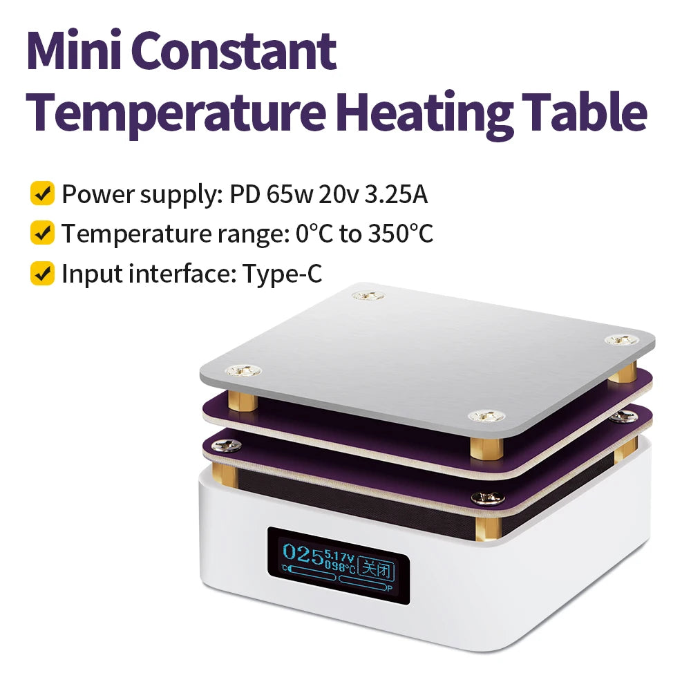 PD 65W Type-C Digital Display Constant Temperature Mini Heating Table for Soldering Repair
