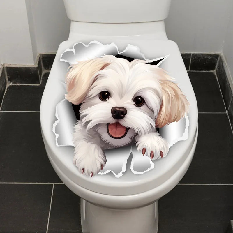CowLost | 1pc-creative-3d-cracked-animal-dog-toilet-sticker |12