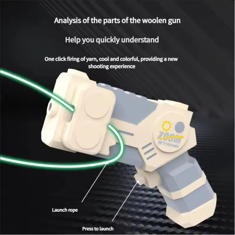 Glow in the Dark String Rope Launcher Portable Handheld Toy Gun Stress Relief Gift
