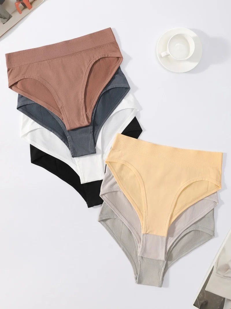 CowLost | product_id-5pcs-high-rise-seamless-women-s-solid-color-brief-panties-s-xxxl |6