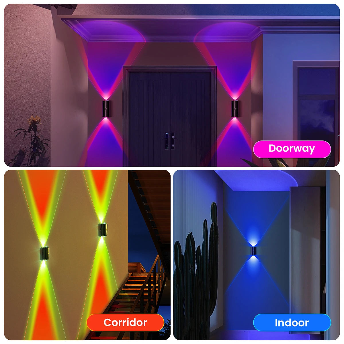 4PCS/2PCS USB Rechargeable Motion Sensor LED Night Light with 8 Effects and 3 Modes, Magnetic Dual-Sided Lamp for Stairway and Bedroom