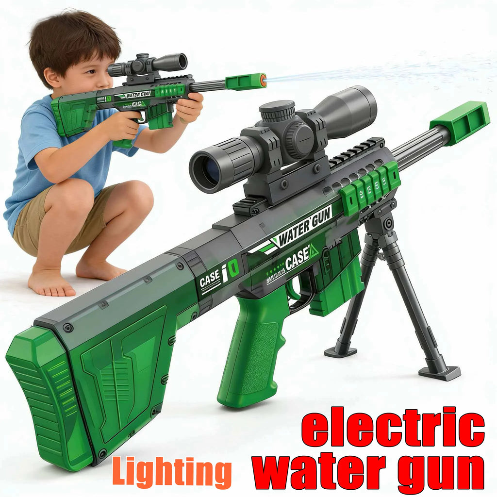 Electric Water Gun Toy Manual & Automatic with Lights, Sound, Long Range Water Squirt Gun for Beach and Pool