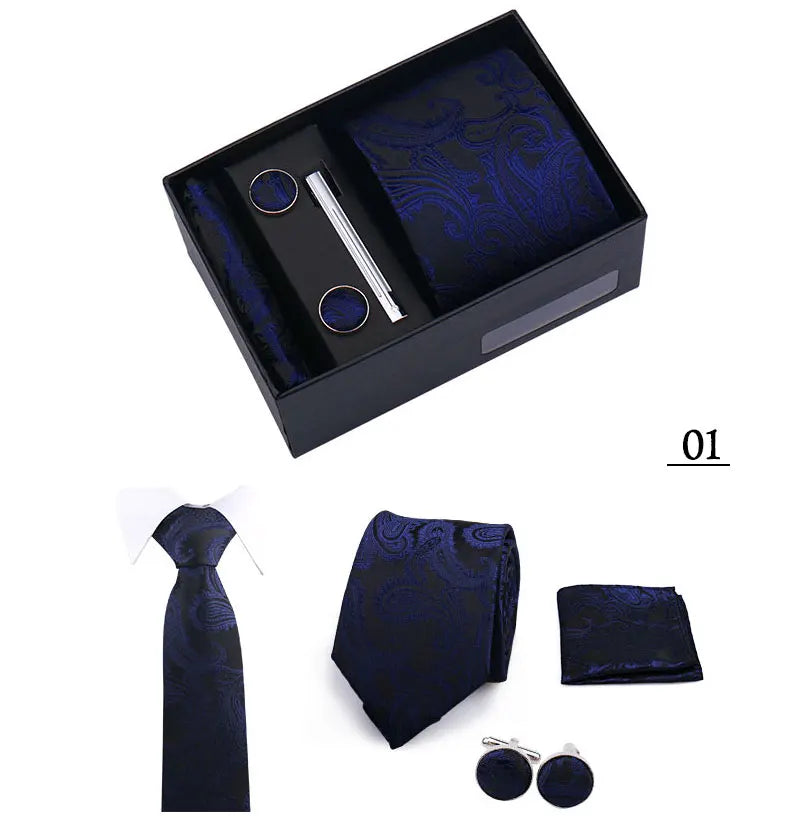 CowLost | tie-men-with-box-top-quality-business-ties-hanky-cufflink-set |38