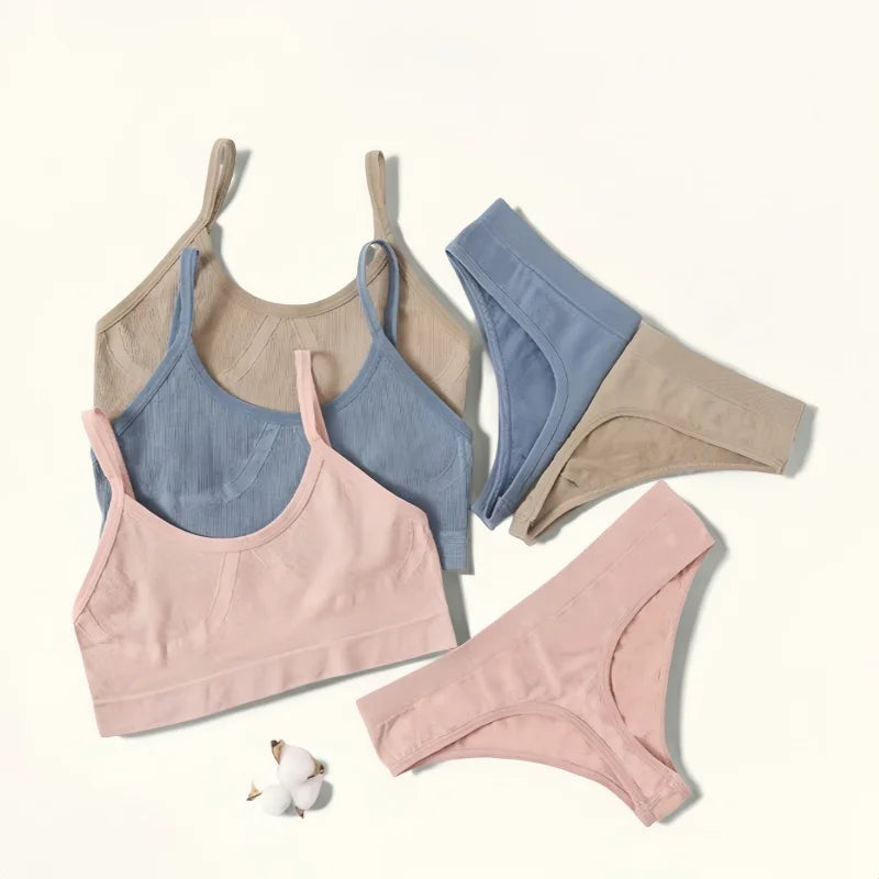 CowLost | women-seamless-bra-and-panties-set-u-back-push-up-bralette-top-comfort-breathable-briefs-sexy-lingerie-sports-underwear-set |3