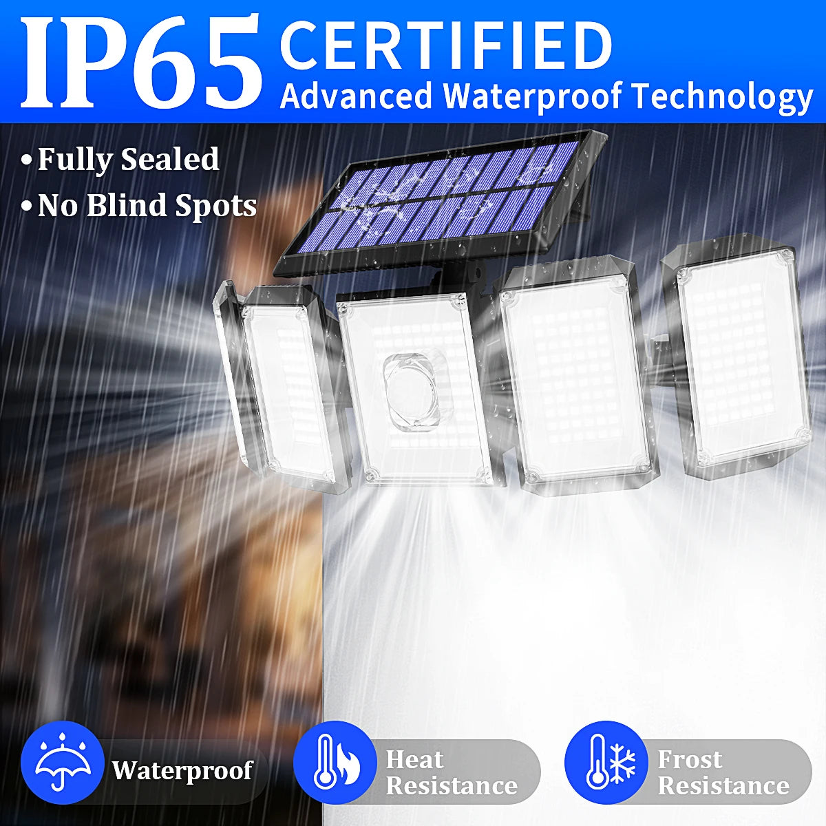 Mexllex 300 LED Solar Outdoor Motion Sensor Light with Remote, 3 Modes, IP65 Waterproof