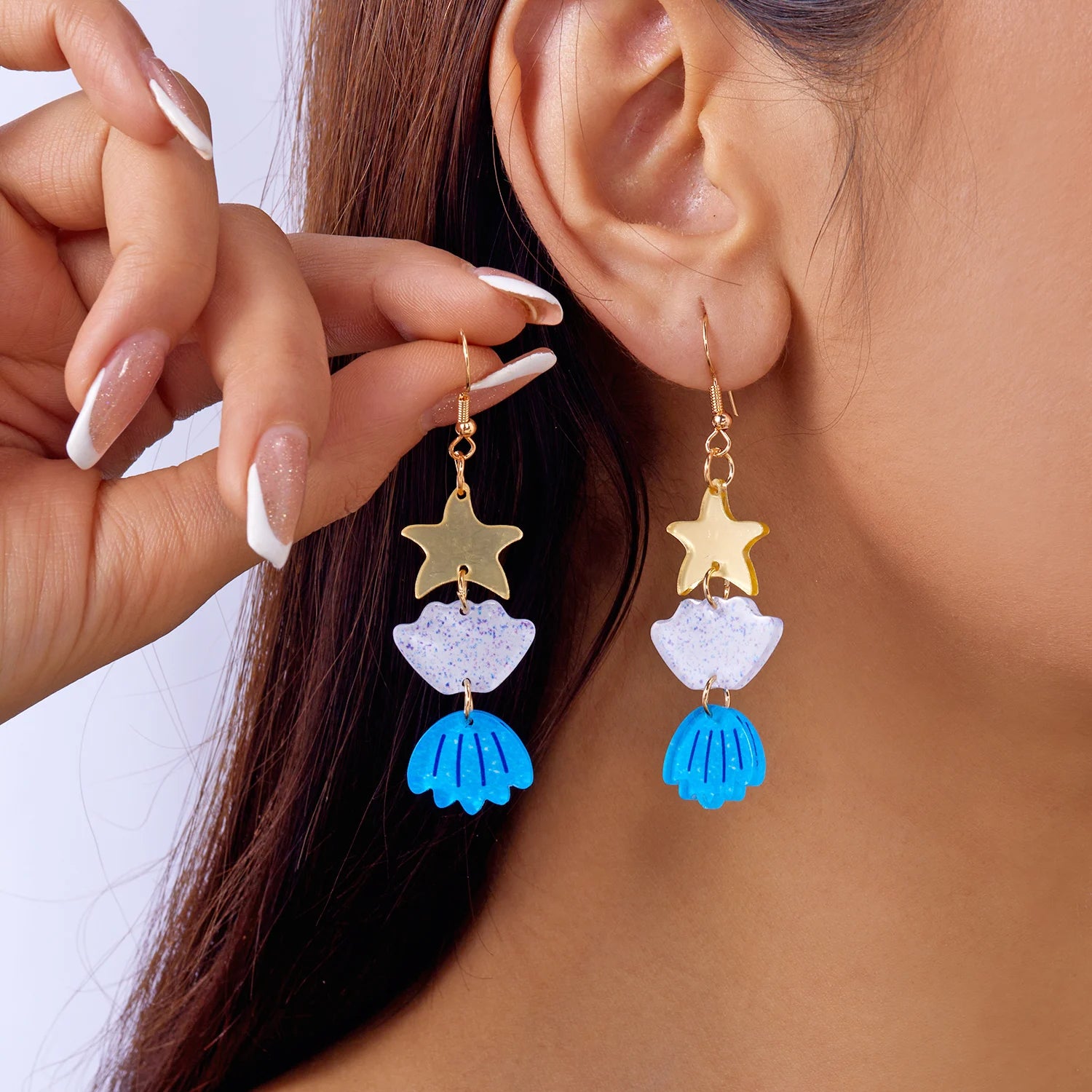 CowLost | fashion-acrylic-starfish-shell-pendant-earrings-for-women-cute-goldfish-turtle-unique-dangle-earring-party-personality-jewelry |10