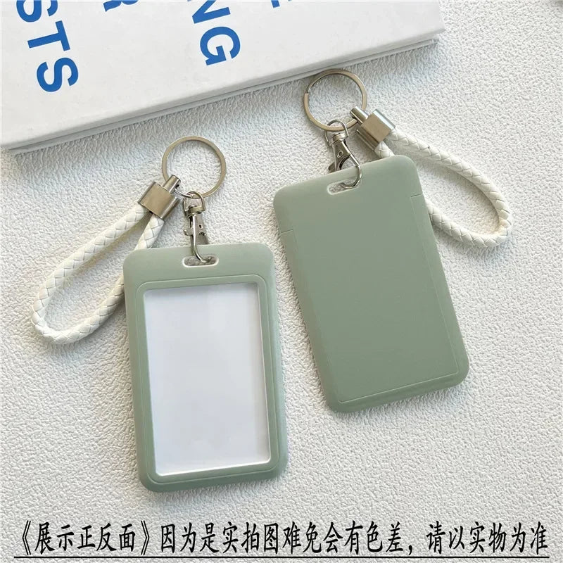 1Pc Solid Color Student Bus ID Card Protective Cover