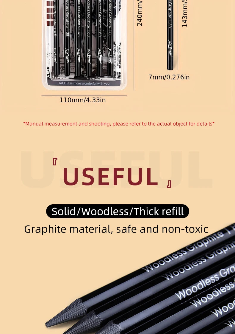 CowLost | wood-free-graphite-sketching-carbon-pencil-set |9