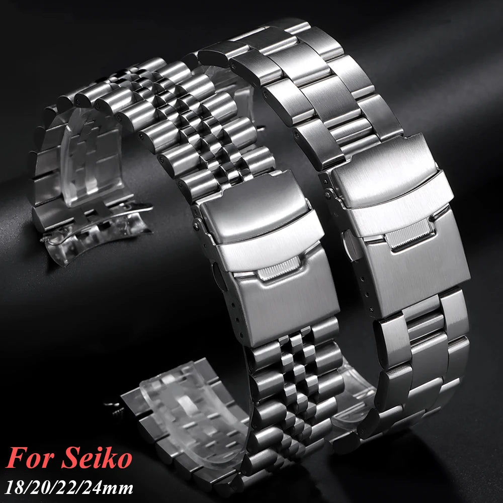 CowLost | luxury-solid-stainless-steel-band-for-seiko-skx007-skx009-curved-end-bracelet-for-jubilee-for-oyster-men-business-watch-strap |1