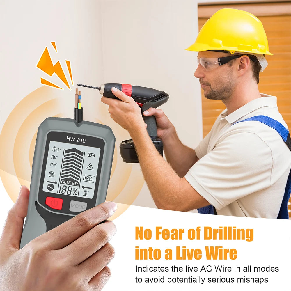 Handheld 6-in-1 Metal Detector Wall Stud Finder Digital Scanner with LCD Display