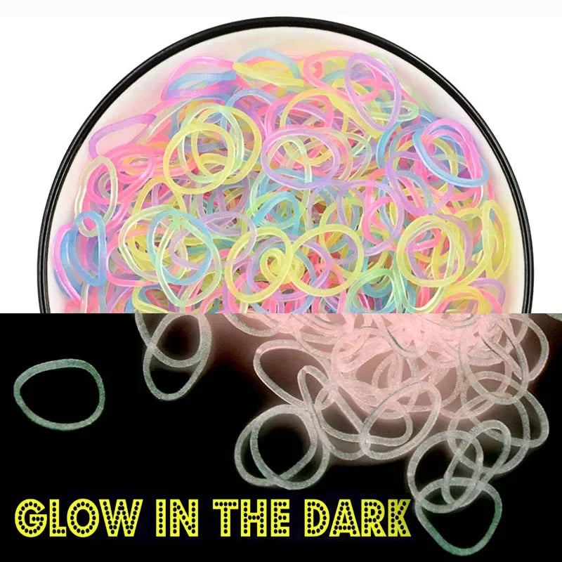 DIY Loom Band Bracelet Making Kit Transparent Fluorescent Colorful Rubber Bands Starter Set