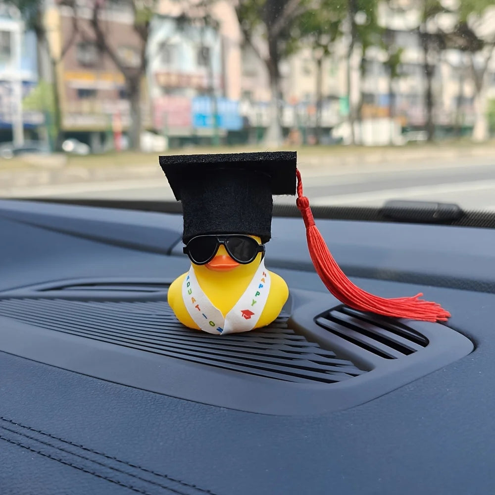 CowLost | 1set-rubbe-duck-graduation-duck-car-decoration-rear-view-mirror-decoration-car-duck-1 |4