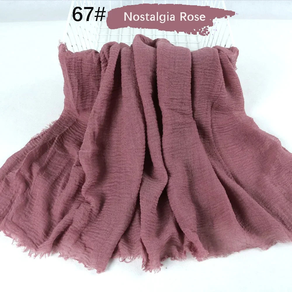 180X90CM Muslim Women Crinkle Hijab Soft Cotton Scarf