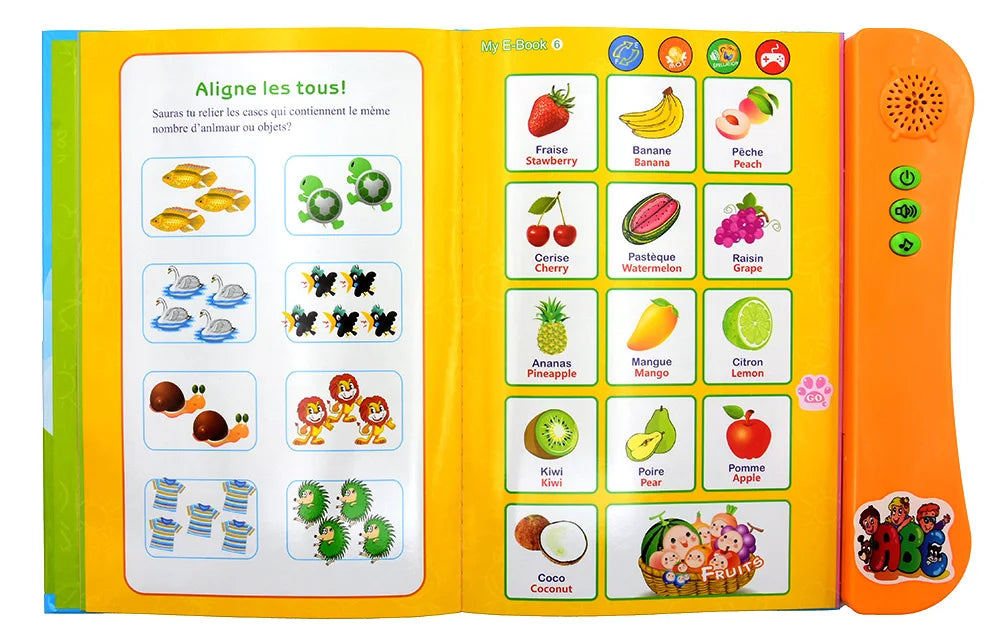 French English Bilingual Interactive Learning Books for Kids Kindergarten Teaching Aids Gift