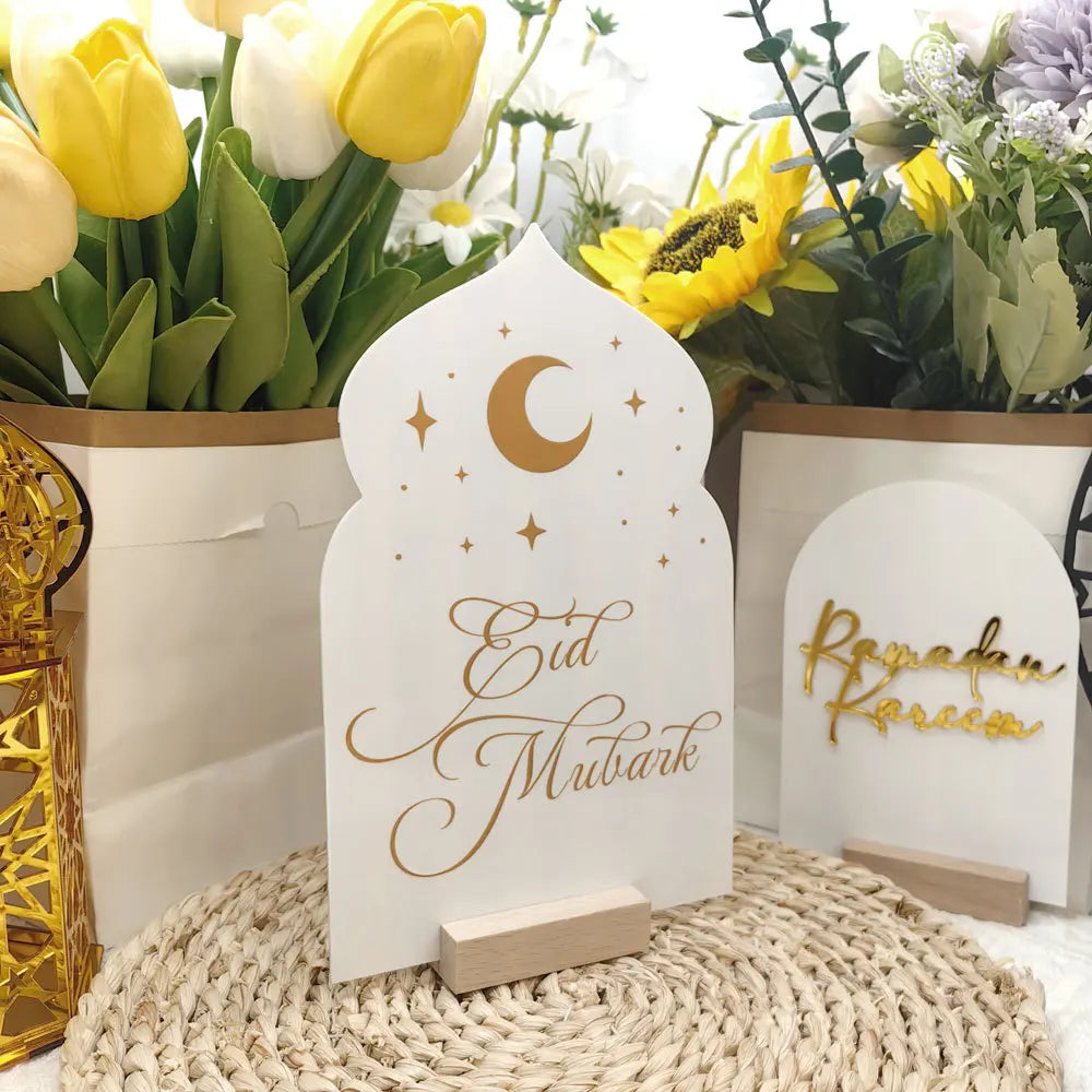 CowLost | acrylic-ramadan-kareem-decoration-wooden-base-eid-mubarak-ornament |2