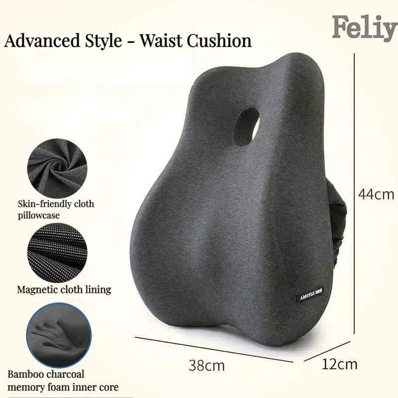 CowLost | memory-foam-office-chair-cushion-car-seat-support-waist-pillow-massage-lumbar-pain-relief-cushion-slow-rebound-orthopedic-pillow |25