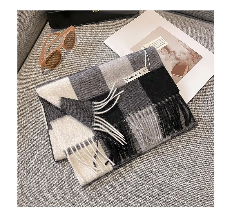 CowLost | australian-wool-winter-plaid-cashmere-scarf |27
