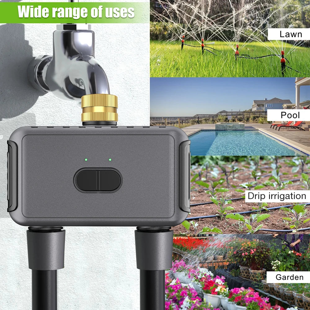 Bluetooth WiFi 2-Way Irrigation Water Timer 3/4" Brass Inlet Garden Watering Device